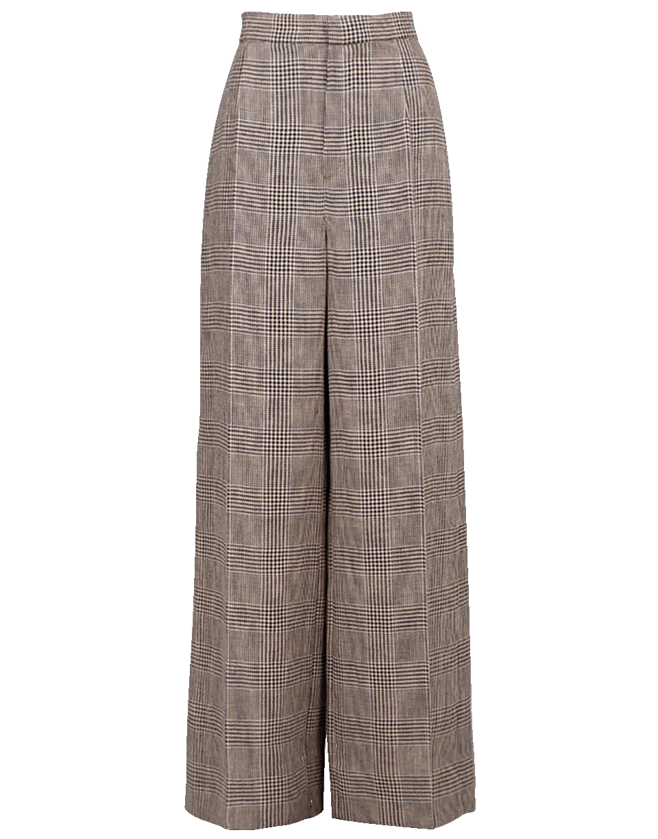 High Waist Prince of Wales Linen Pant