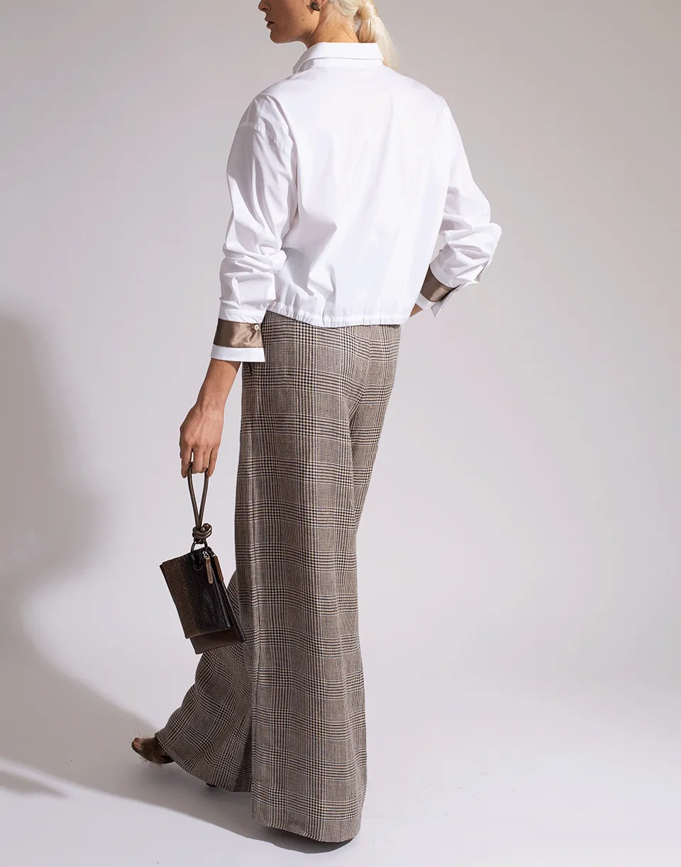 High Waist Prince of Wales Linen Pant