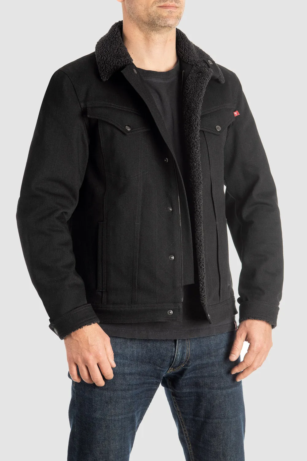 HUSKY JACKET BLACK – Sherpa Trucker Motorcycle Jacket