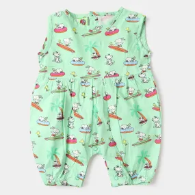 Infant Girls Woven Romper - Light Green