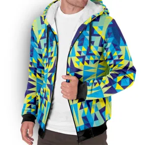 Kaleidoscope Jaune Bleu Sherpa Hoodie