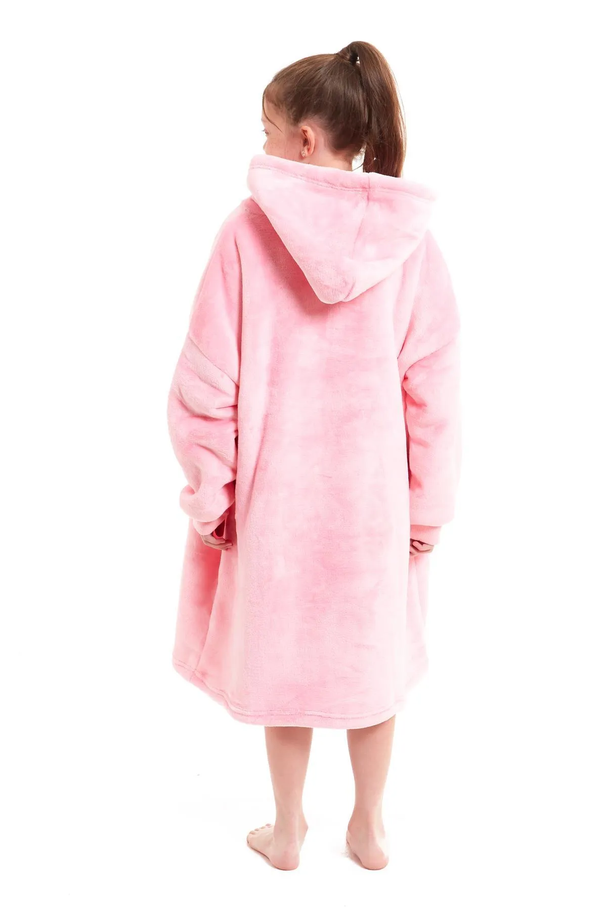 Kids Oversized Hooded Fleece Blanket Ultra-Soft Sherpa Fur with Elastic Cuffs and Double Pocket for Ages 8-15 by Daisy Dreamer