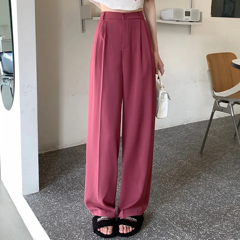 [Korean Style] 4 Colors Cinched Waist Pleated Wide leg Trouser