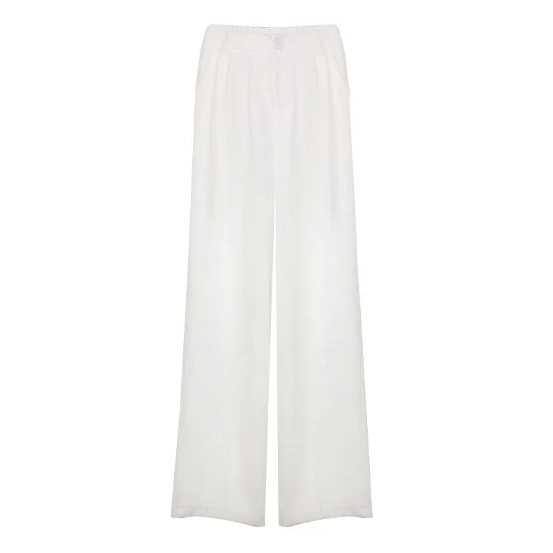 [Korean Style] 4 Colors Cinched Waist Pleated Wide leg Trouser