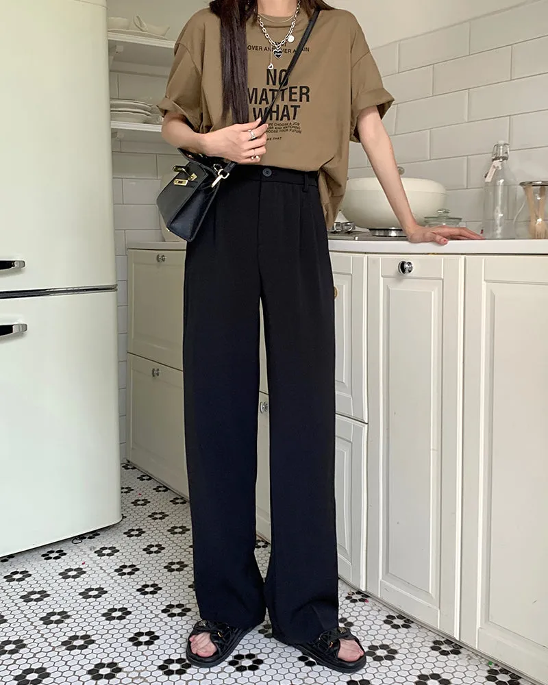 [Korean Style] 4 Colors Cinched Waist Pleated Wide leg Trouser