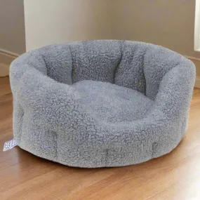 Large Oval Sherpa Fleece High Sided Bolster Dog Bed