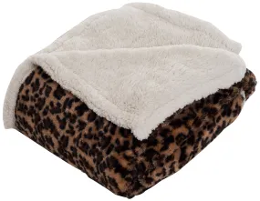 Lavish Home Fleece/Sherpa, Leopard Throw Blanket, 50x60 Inch, Multicolour