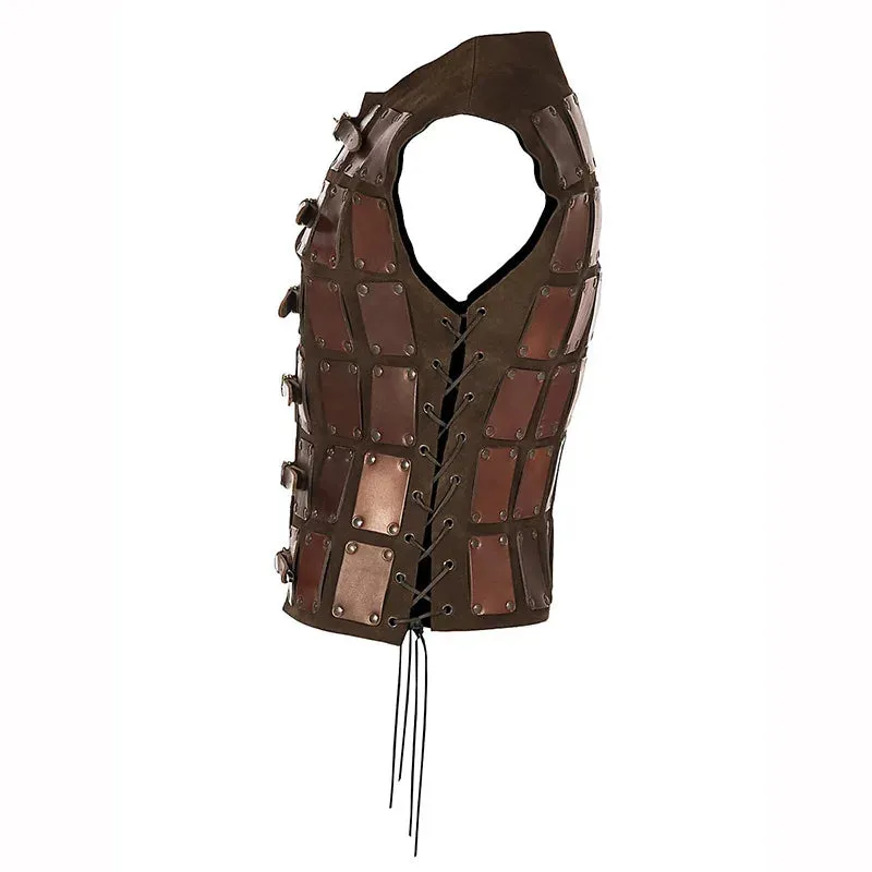 Leather Pirate Knight Warrior Cosplay Costume Vest Viking Brigandine