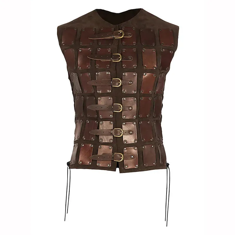 Leather Pirate Knight Warrior Cosplay Costume Vest Viking Brigandine