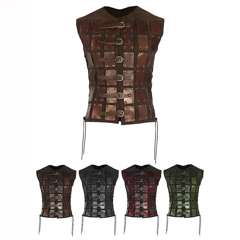 Leather Pirate Knight Warrior Cosplay Costume Vest Viking Brigandine