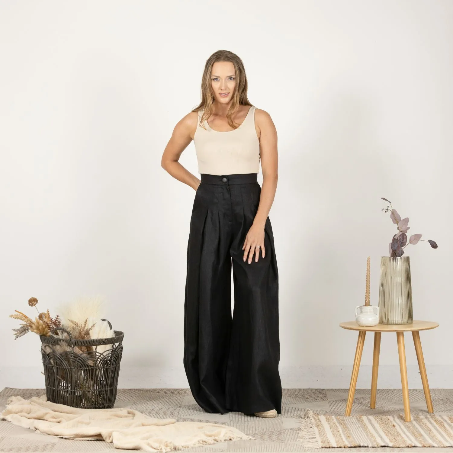 Lightweight Linen Pants with High Waist