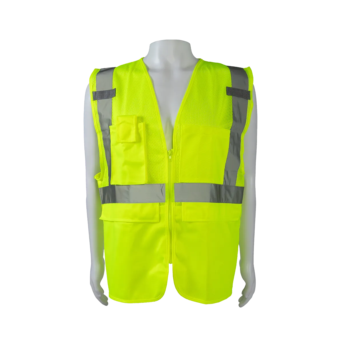 LVM2-SUV ANSI Class 2 Deluxe Surveyor’s Safety Vest, Lime Mesh