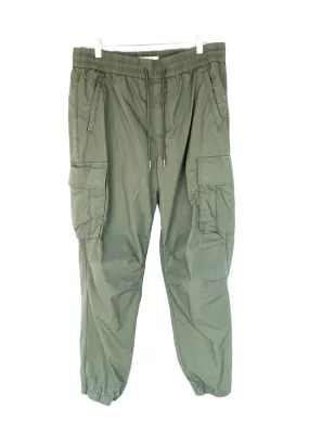 MANGO MAN green grid cotton jogger cargo pants w/ drawstring elastic waist & hem, 32