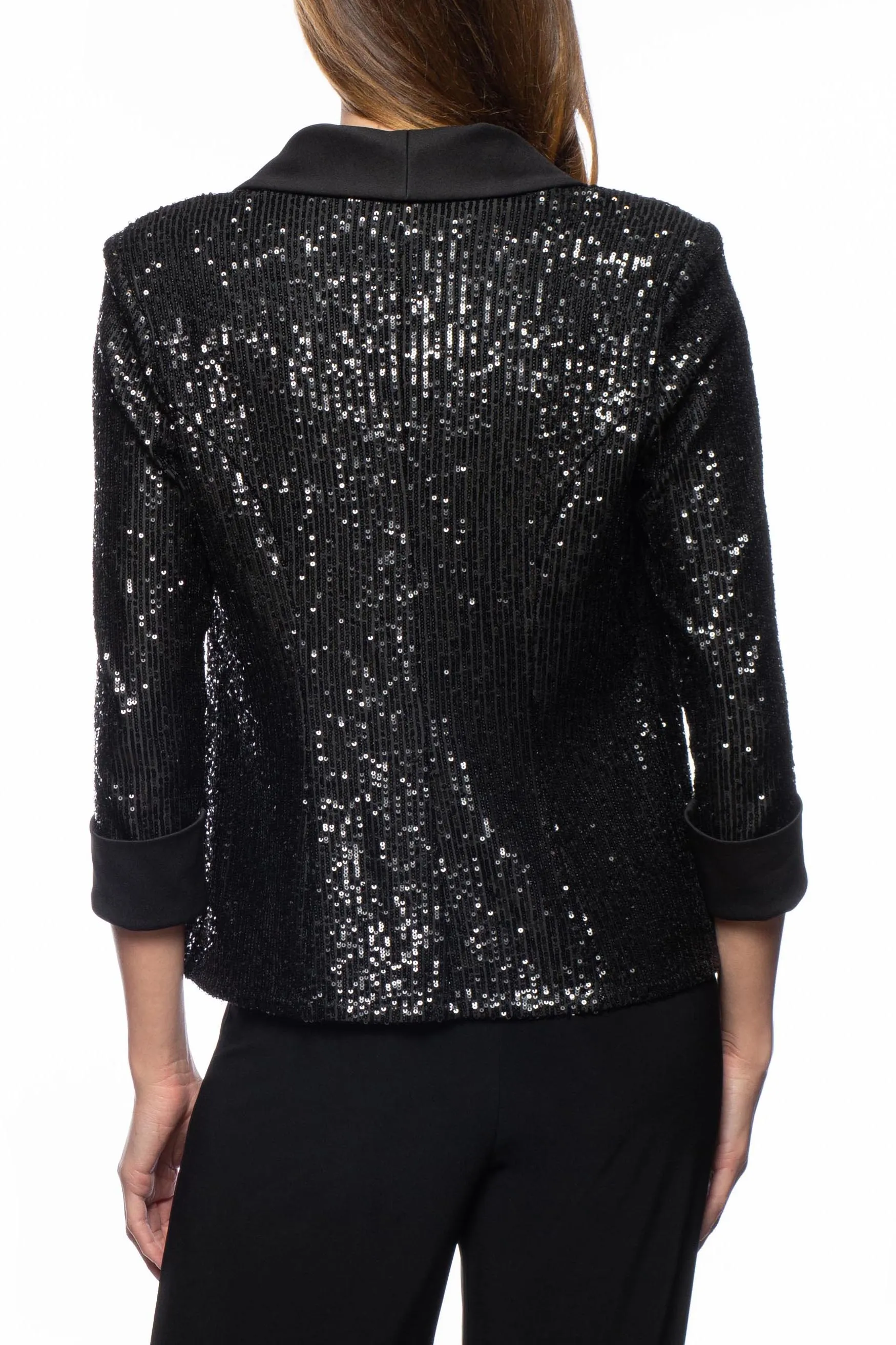 Marina scoop neck sequin top and jacket 2-piece set