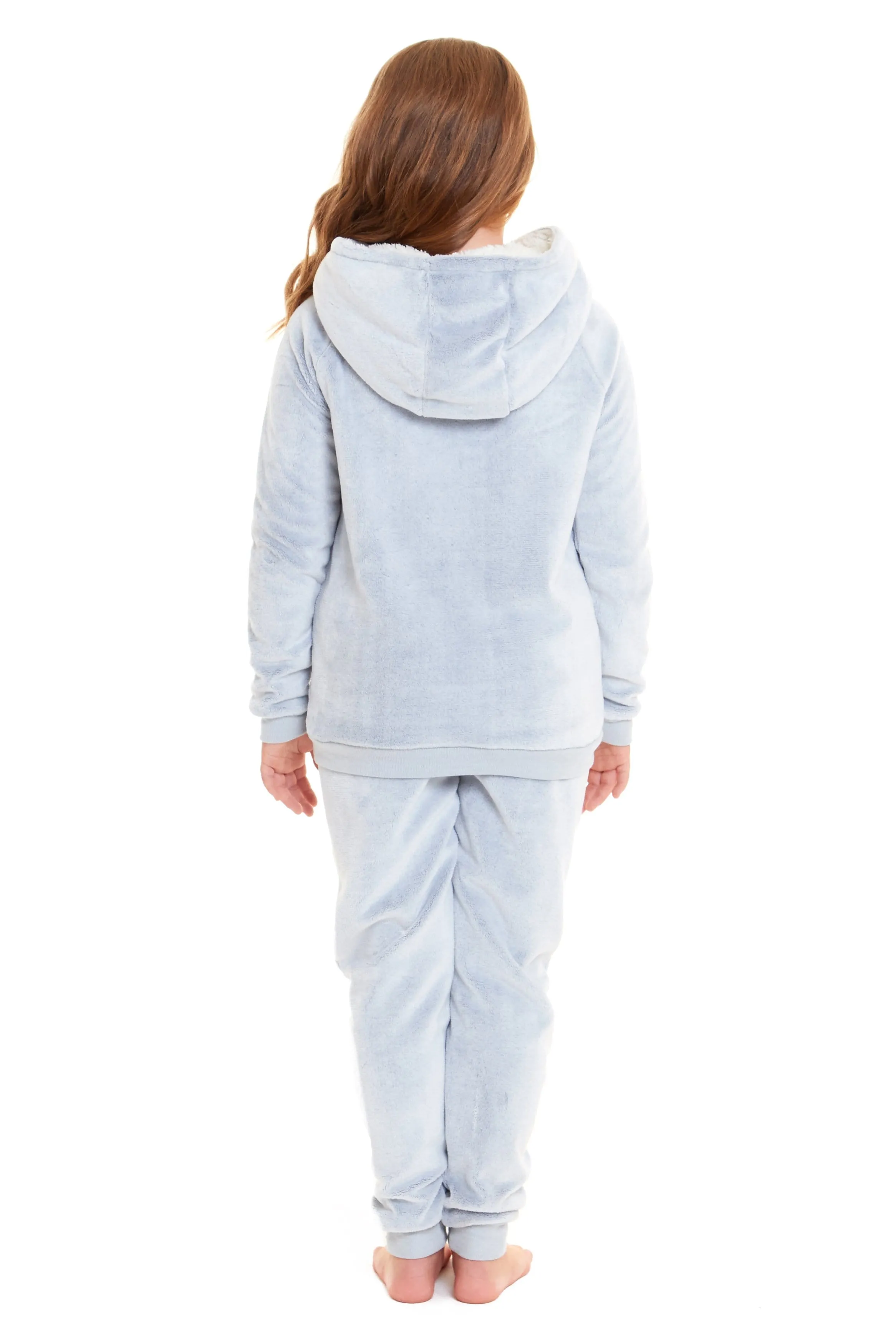 Matching Mother Daughter Raccoon Fleece Hooded Pyjama Set with Sherpa Lining and Embroidered Design for Family Bonding by Daisy Dreamer