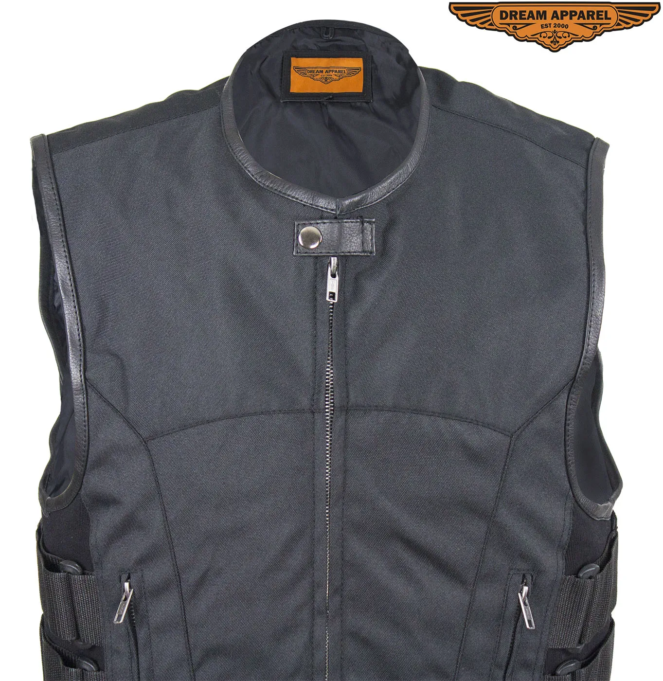 Men’s Black Motorcycle Textile Vest with Gun Pockets