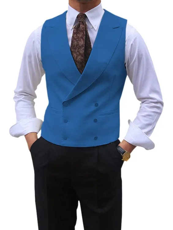 Men's Sleeveless Suit Vest Solid Color Double Breasted Slim Lapel Business Wedding Vest