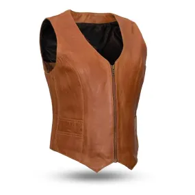 MKL - Warped Women's Motorcycle Western Style Leather Vest