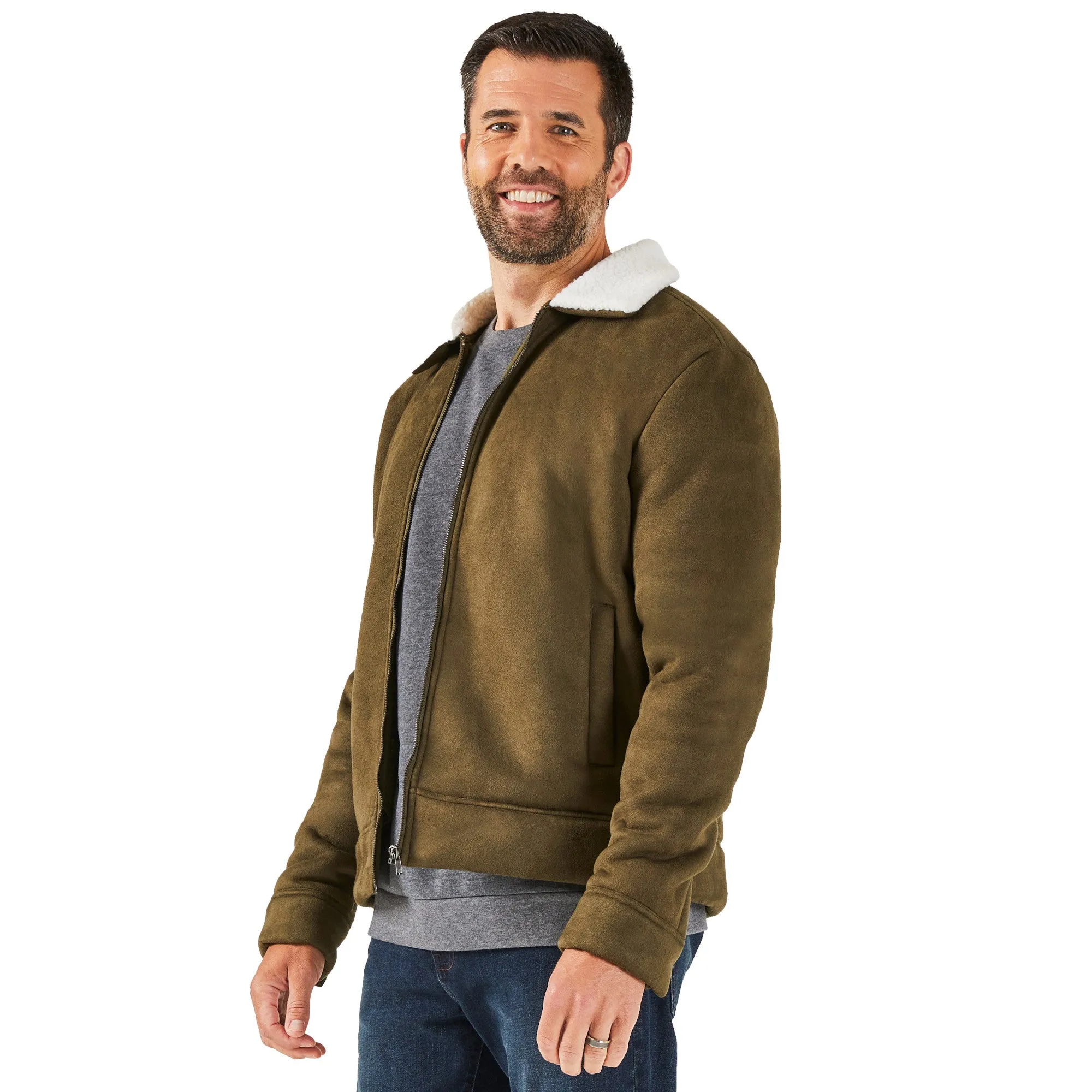 Mountain Ridge Men's Faux Suede Sherpa Lined Jacket