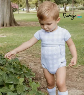 New In Rahigo Boys Blue & White Romper - Pre Order