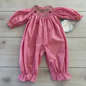 NWT Remember Nguyen Pink Ladybug Smocked Bubble Romper