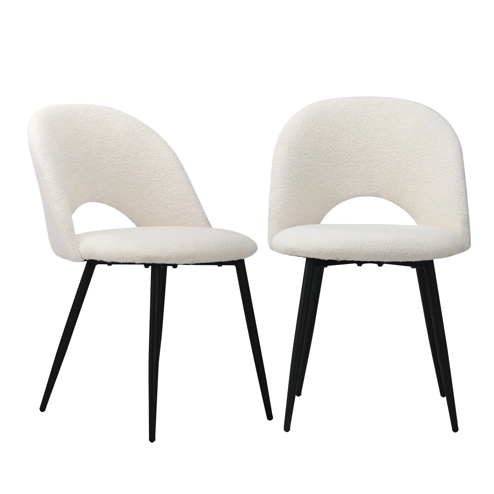 Oikiture 2PCS Dining Chairs Accent Chair Armchair Sherpa White