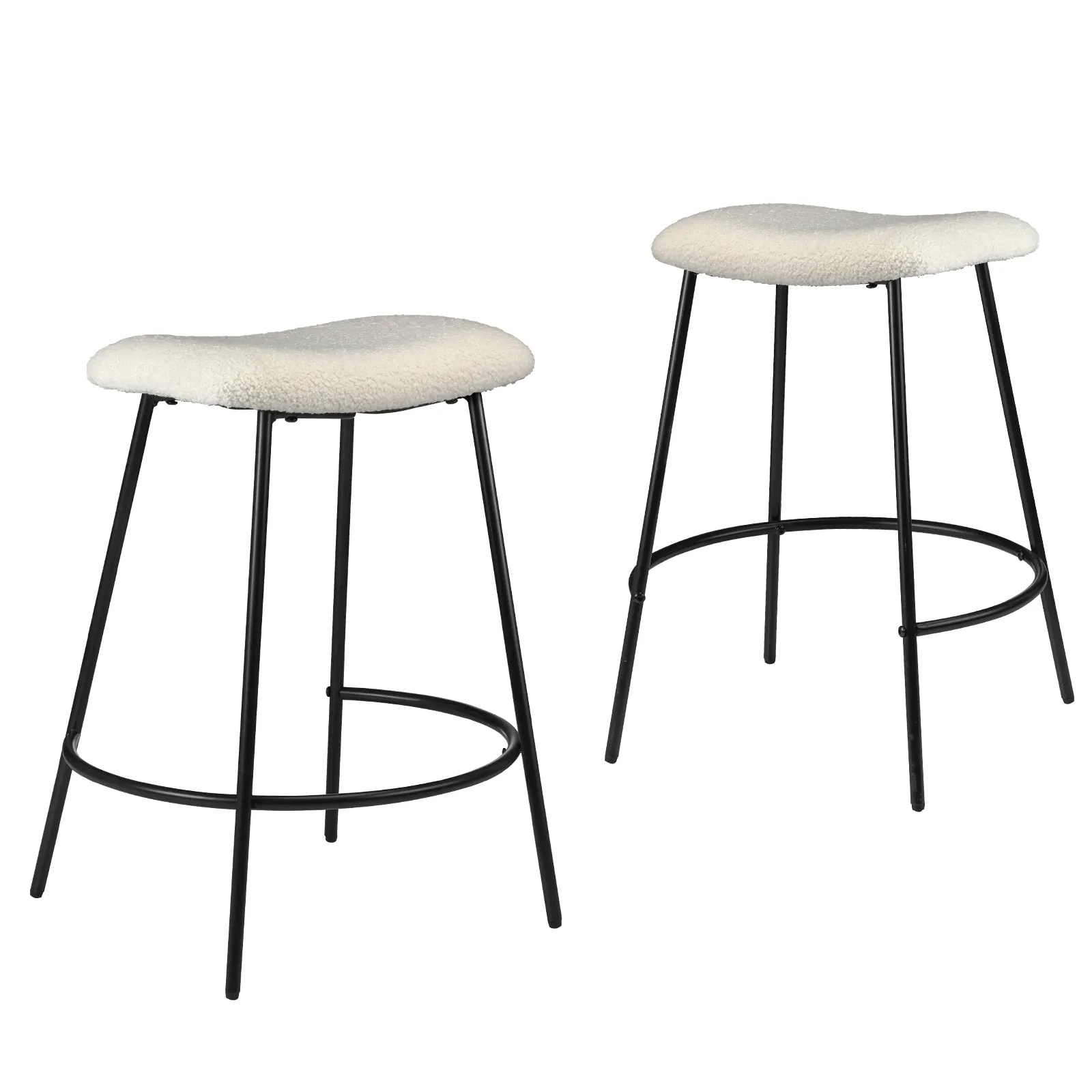 Oikiture Bar Stools Kitchen Metal Stool Chairs Dining Chair Exclusive White x2