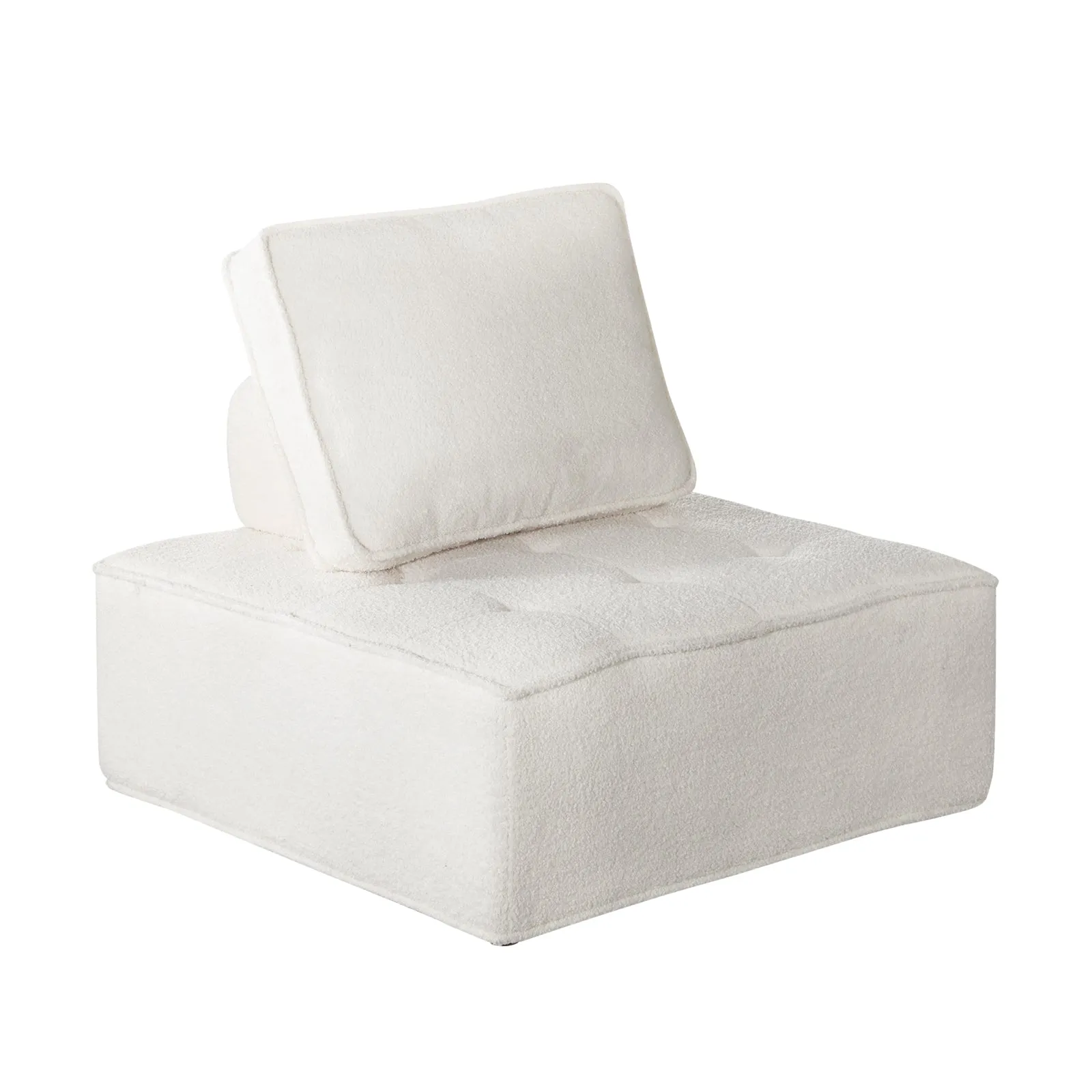 Oikiture Modular Sofa Lounge Chair Armless Adjustable Back Cushion Sherpa White