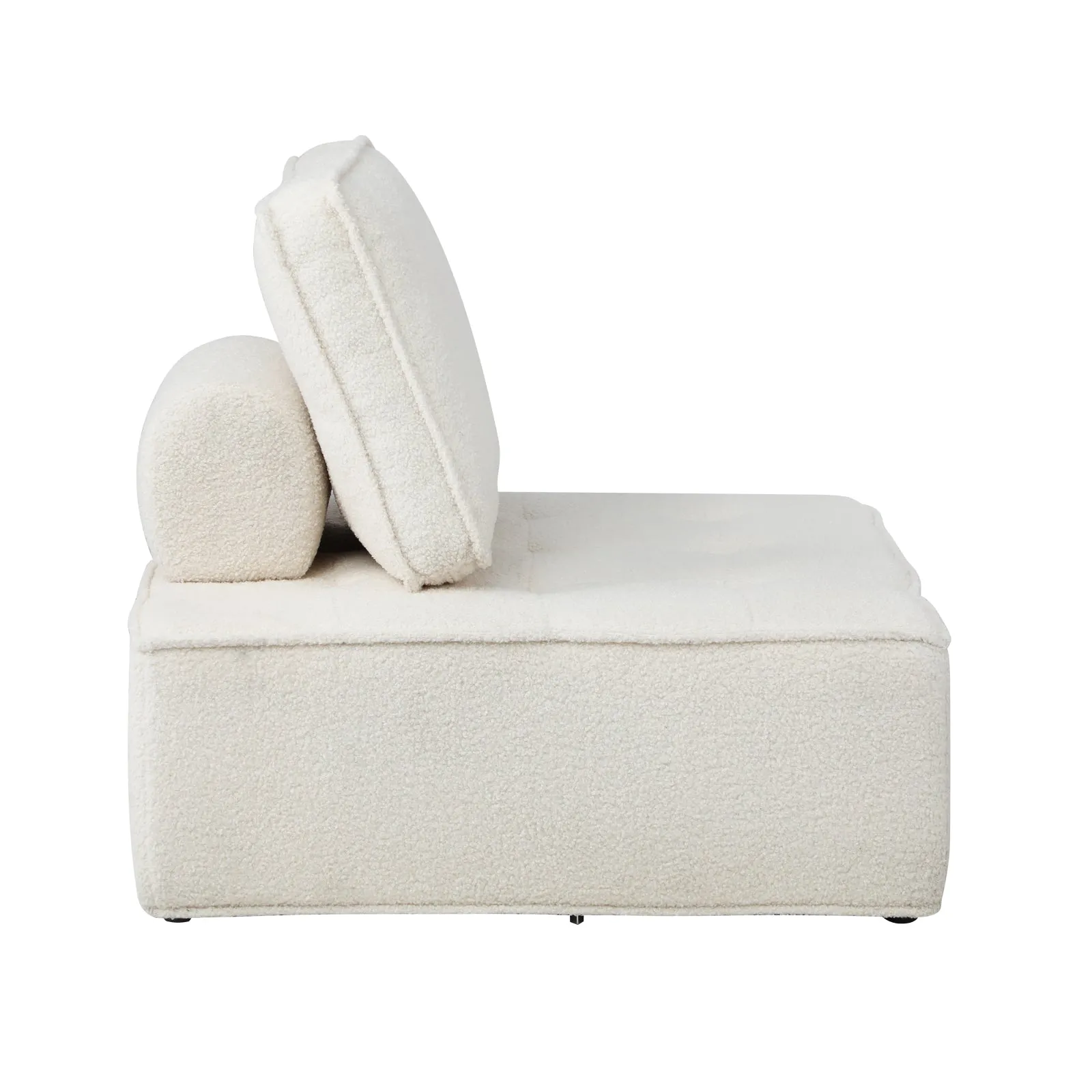 Oikiture Modular Sofa Lounge Chair Armless Adjustable Back Cushion Sherpa White