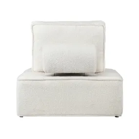 Oikiture Modular Sofa Lounge Chair Armless Adjustable Back Cushion Sherpa White