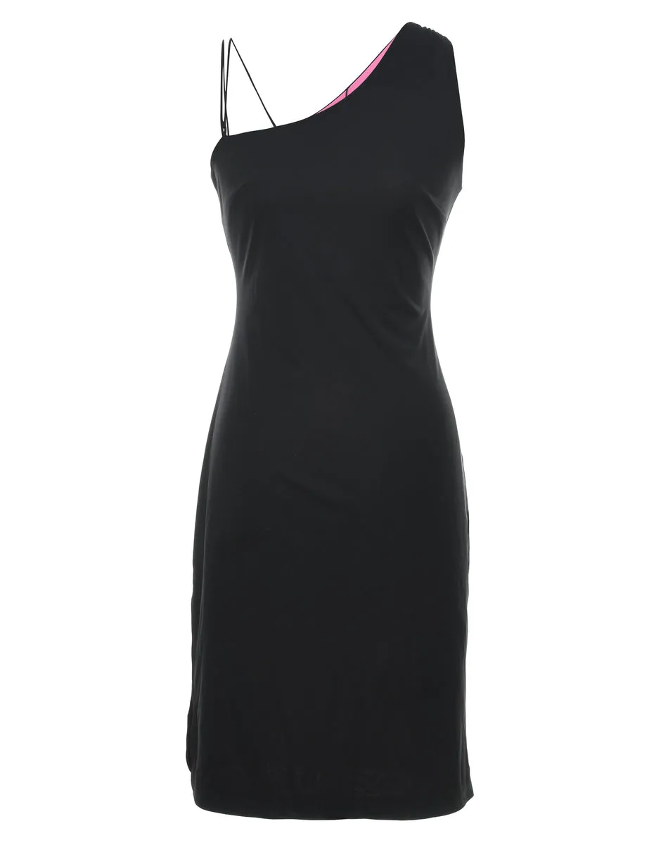 One Shouldered Y2K Black Bodycon Dress - S