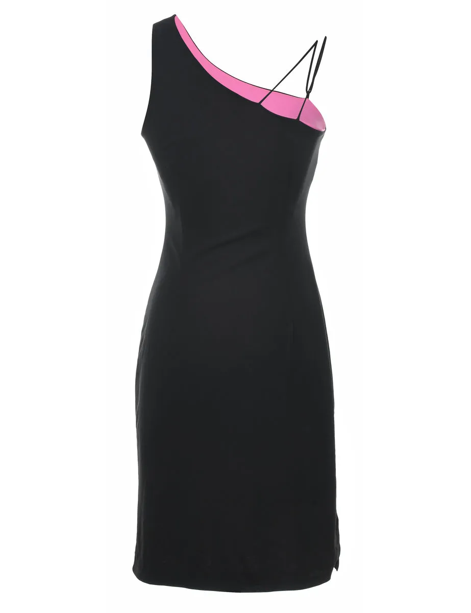 One Shouldered Y2K Black Bodycon Dress - S