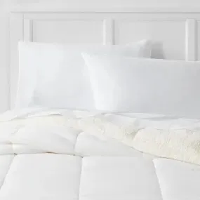 Open Box - Full/Queen Sherpa Washed Microfiber Comforter White - Room Essentials