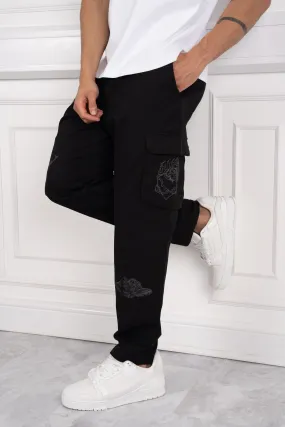 Patchwork Cargo Pants - Black