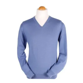 Peter Scott Ballater V Neck Mens Merino Jumper - Lagoon