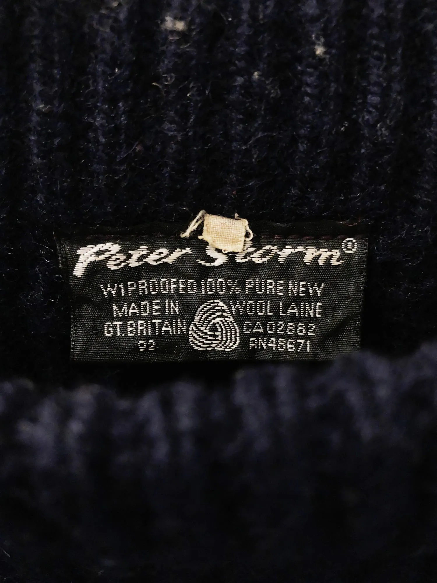 Peter Storm 1992 dark navy W1 proofed wool round neck waterproof jumper - M