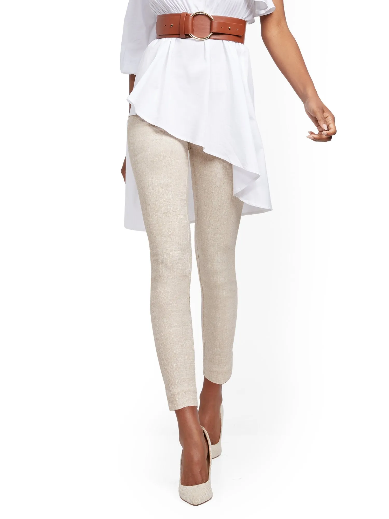 Petite Whitney High-Waisted Pull-On Ankle Pant - Tan