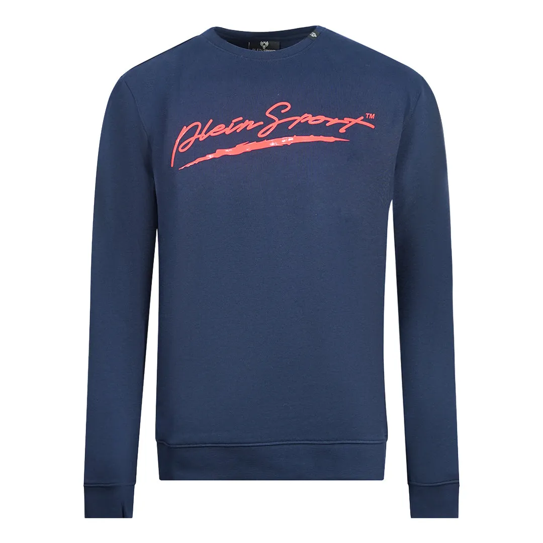 Philipp Plein Sport Signature Logo Navy Blue Jumper