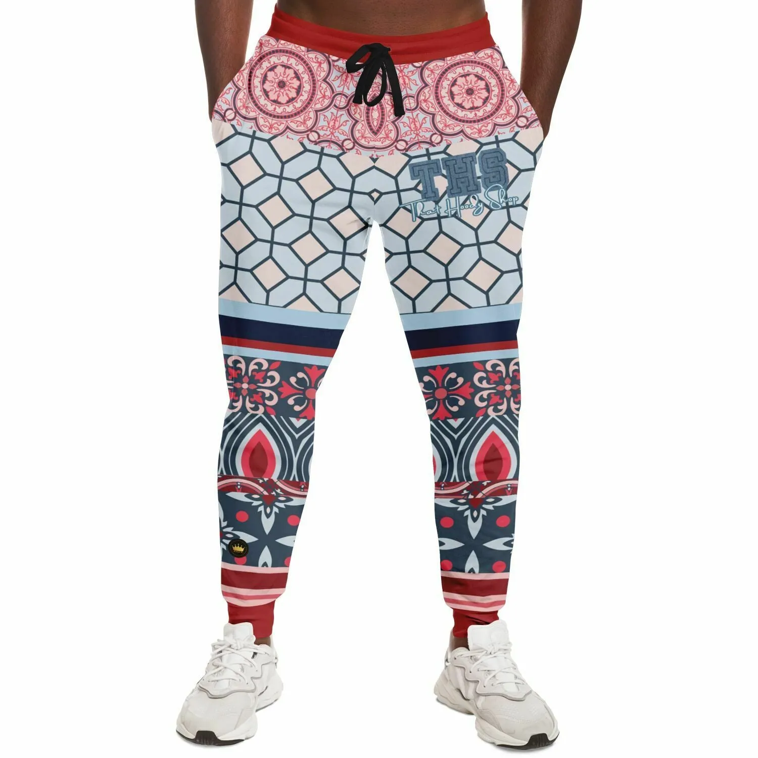 Pink Montauk Geo Patchwork Eco-Poly Unisex Joggers