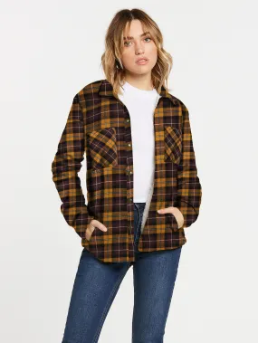 Plaid About You Sherpa Lined Flannel - Bronze