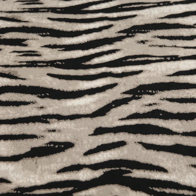 Plush Zebra Maxi Skirt with Faux Fur Texture