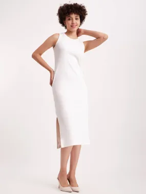 Ribbed Knit Bodycon Dress - Off White