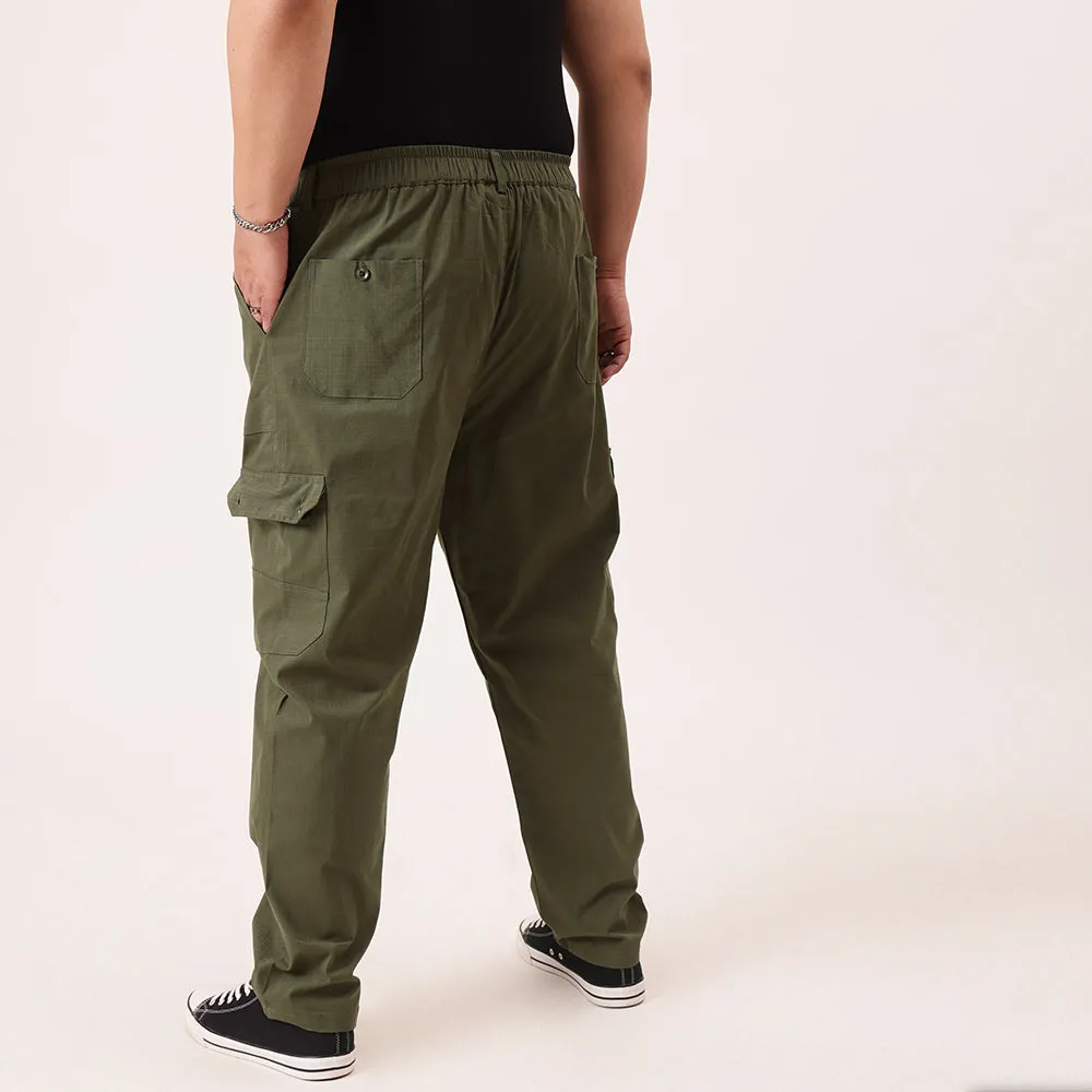 Ribstop Textured 6 Pocket Plus Size Cargo