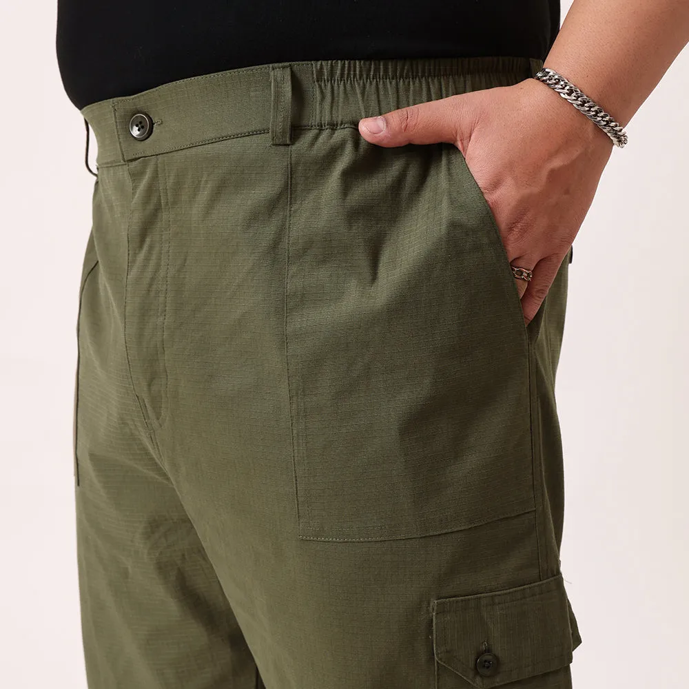 Ribstop Textured 6 Pocket Plus Size Cargo