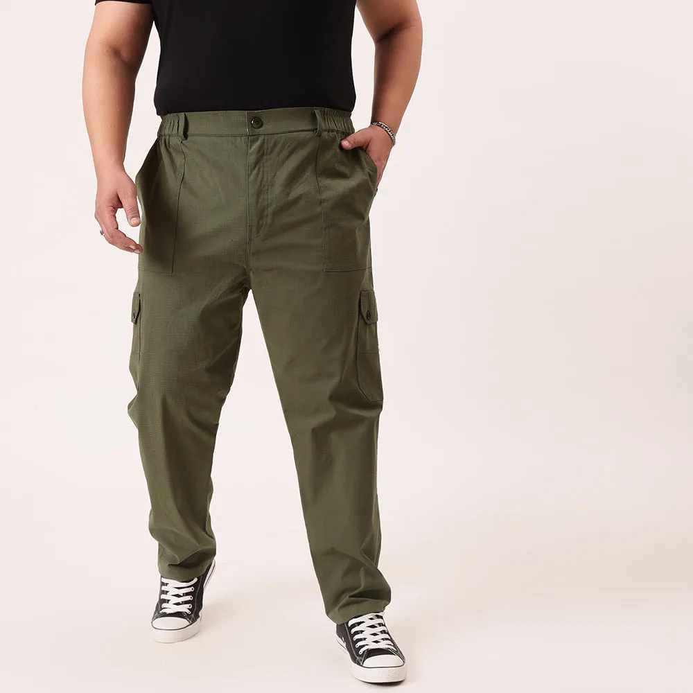 Ribstop Textured 6 Pocket Plus Size Cargo