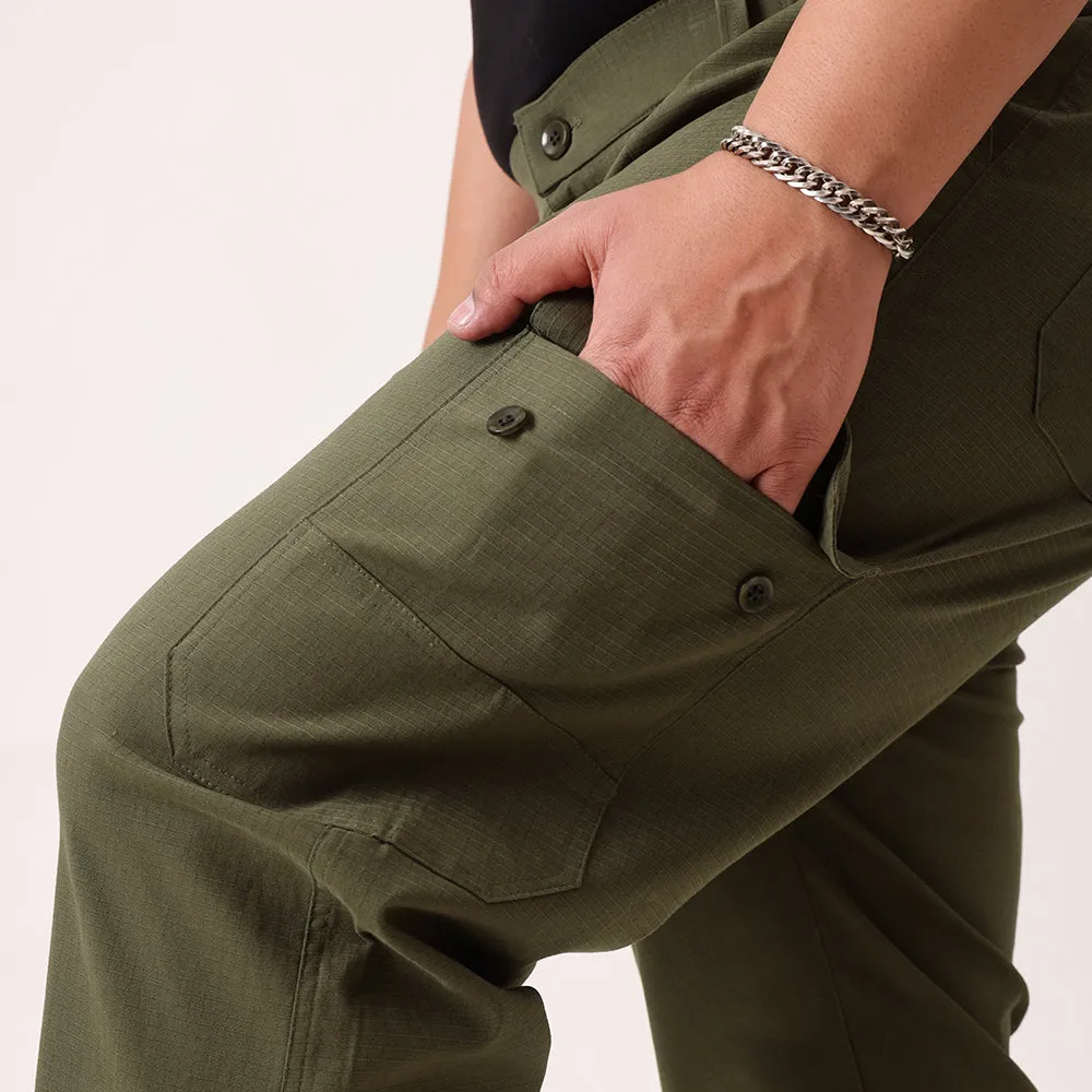 Ribstop Textured 6 Pocket Plus Size Cargo