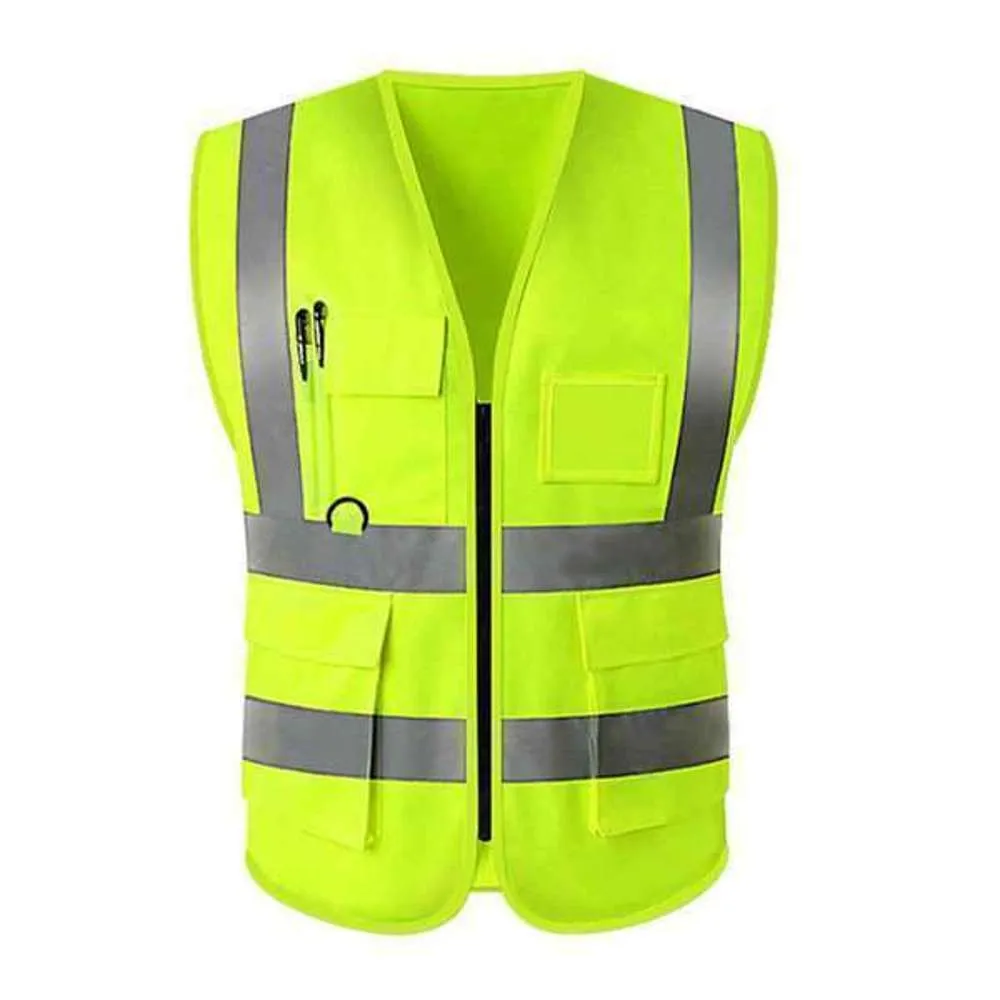 Safety Reflective Vest Zip & 2 Pockets Yellow Medium