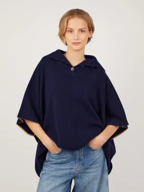 Sage Heritage Navy Wool Cashmere Cape