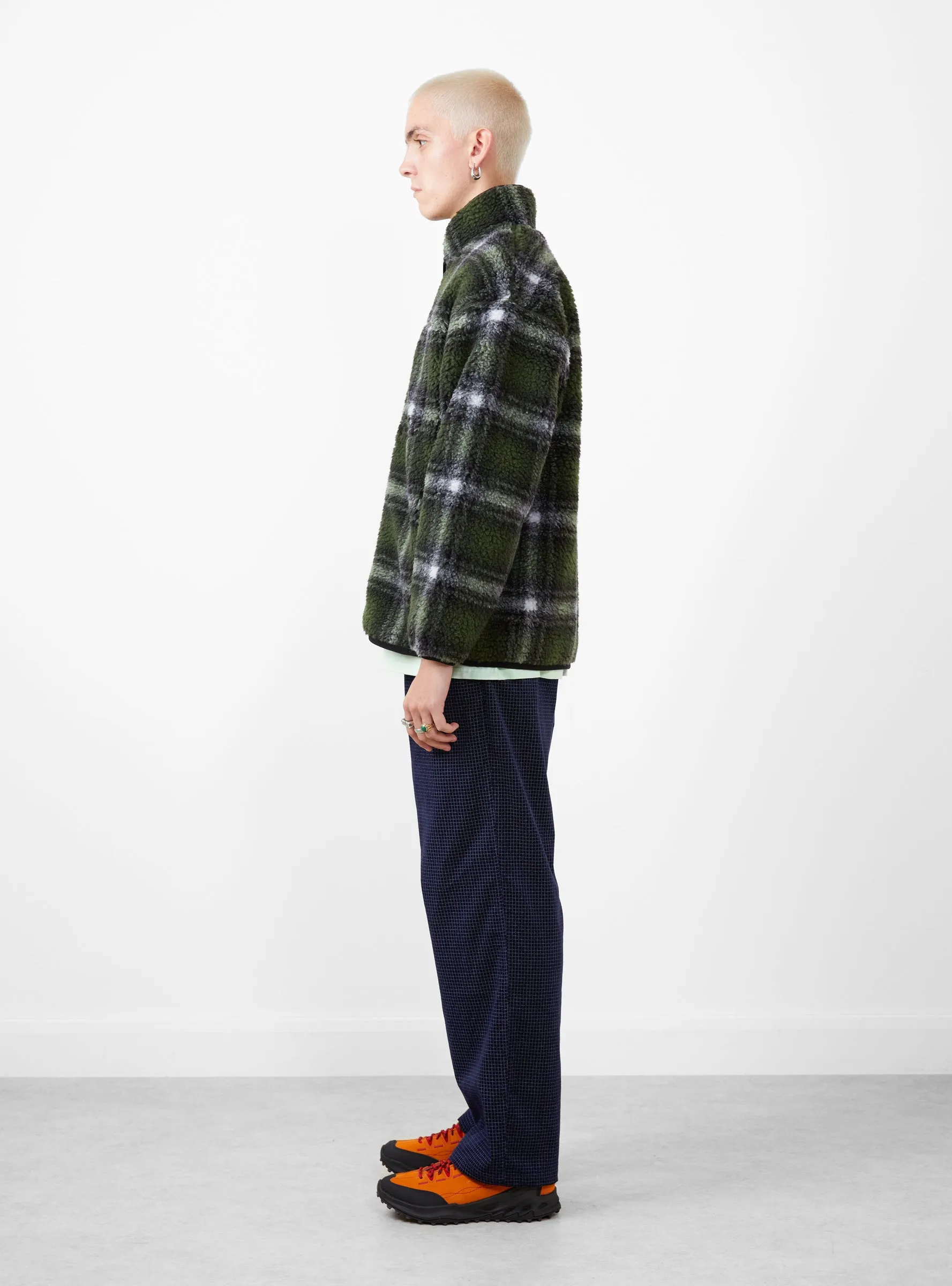 Shadow Plaid Sherpa Jacket Olive