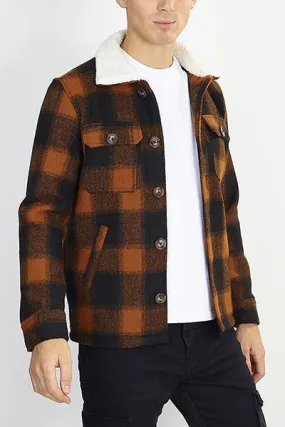 SHERPA COLLAR LUMBERJACK CHECK JACKET